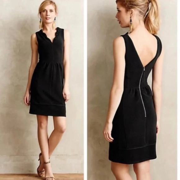 Anthropologie Maeve Black Ruffled Ottman Sleeveless Dress XS - Picture 1 of 7